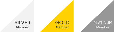 graphic with three triangles showing different membership levels of Silver, Gold, and Platinum