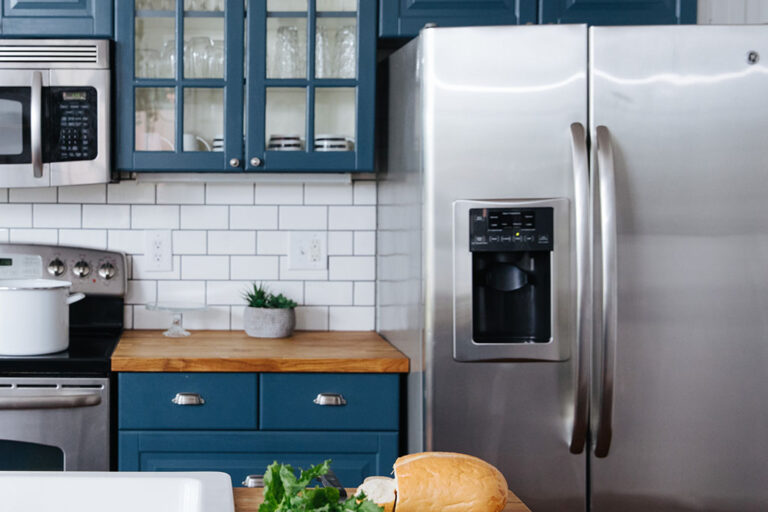 Energy efficient refrigerator in a modern kitchen