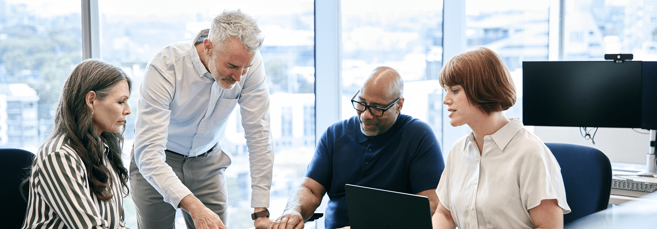 Professional talking in an office