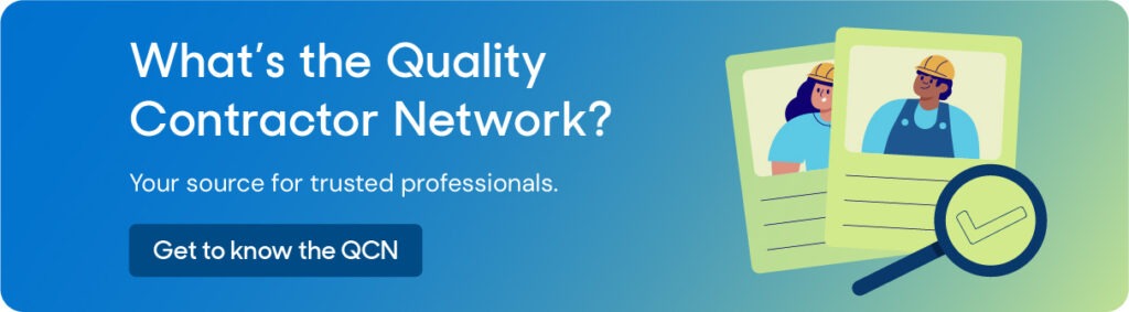 Illustration that read: What's the Quality Contractor Network? Your source for trusted professionals. Get to know the QCN